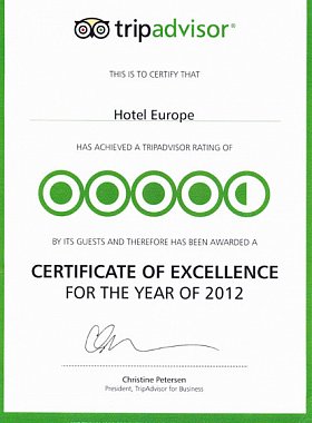 Certificate oe Excellence from TripAdvisor